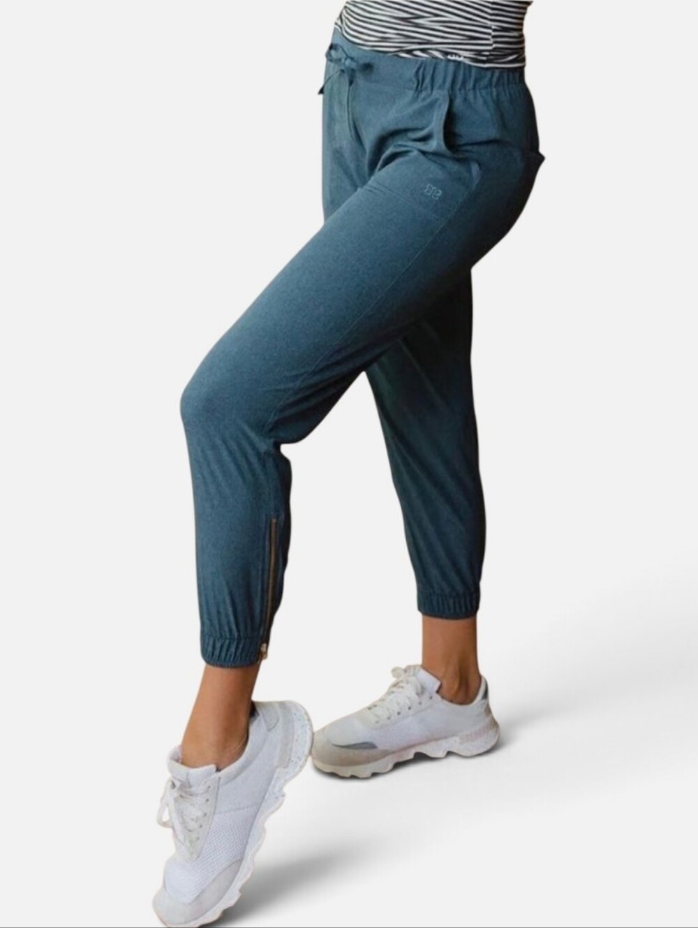 Albion Fit Jetsetters Small Zip Joggers Indigo Blue Wrinkle Free Lightweight